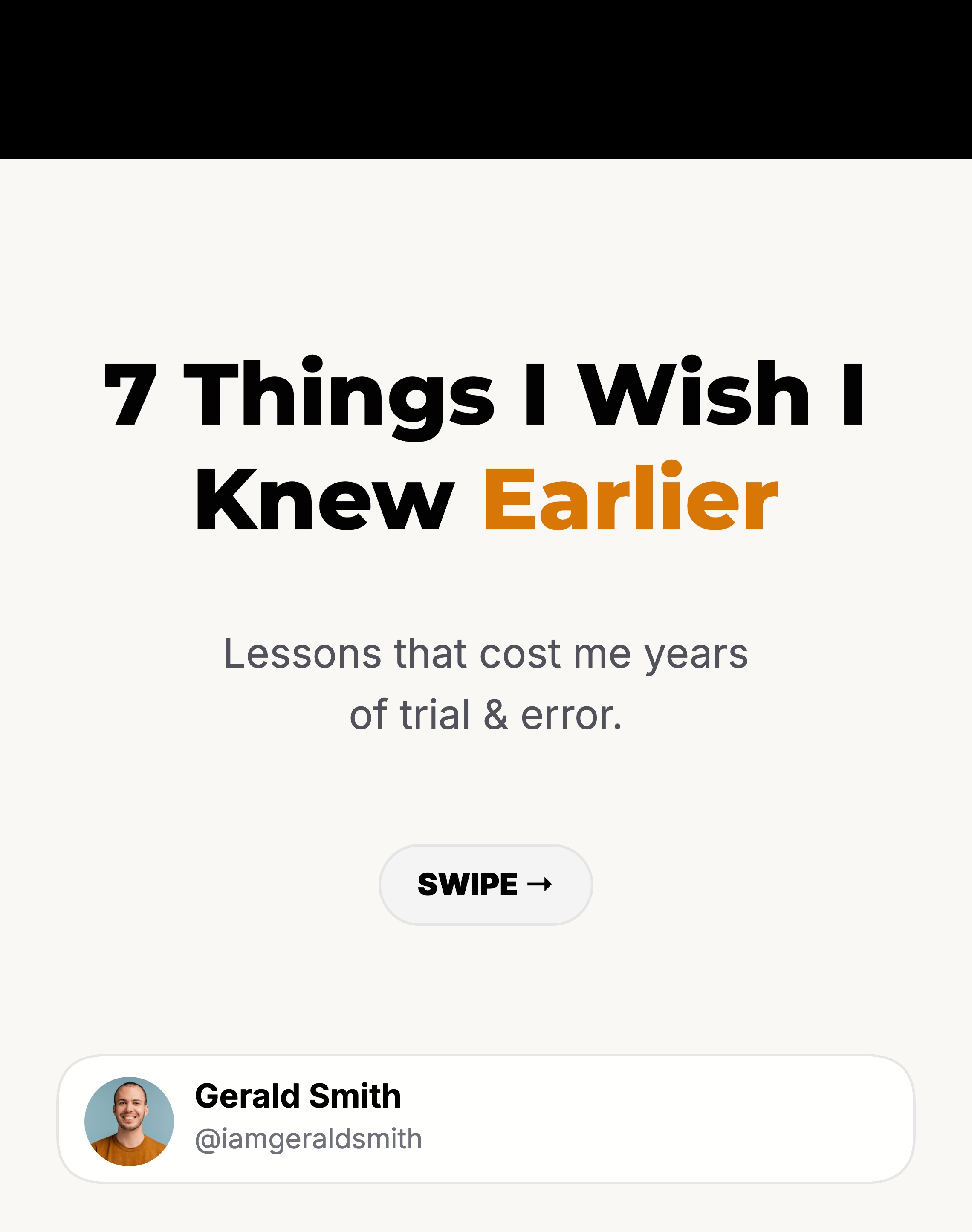 Things I Wish I Knew Earlier