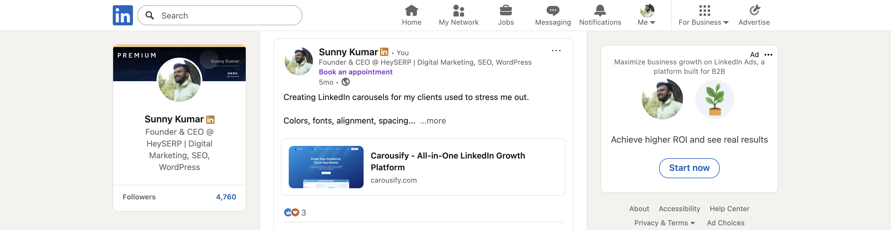 LinkedIn feed showing how posts get truncated with see more button after first few lines